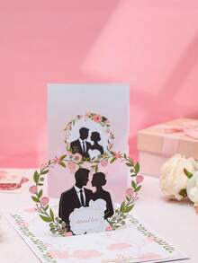 1pc 3D Pop-Up Wedding Invitation Card With Bride Groom Design Creative Wedding Invite Greeting Card For Valentine's Day Wedding Engagement Bridal Shower Party - Wedding - View 12