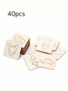 20/40pcs Wooden Painting Stencils Set - Drawing Tools For Toddlers, Students & Kids' Doodle Educational Toys - Multicolor - View 12