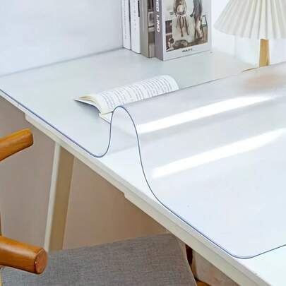 1pc Heavy-Duty Transparent Writing Desk Pad | Anti-Slip, Heat-Resistant PVC Surface, Rounded Corners, Clear Writing Mat For Office, Home, Laptop, Desktop - Compatible With Calendar