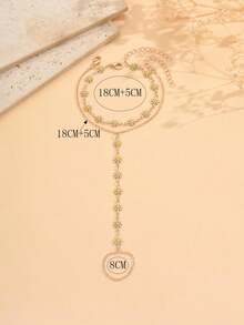 Set de 2 cadenas para dedos con flores de margarita de estilo veraniego, joyería de elemento floral de moda para mujeres, adecuado para uso diario, viajes, sesiones de fotos, longitud de la cadena hecha a mano personalizable, cantidad de flores aleatoria - Multicolor - Ver 4