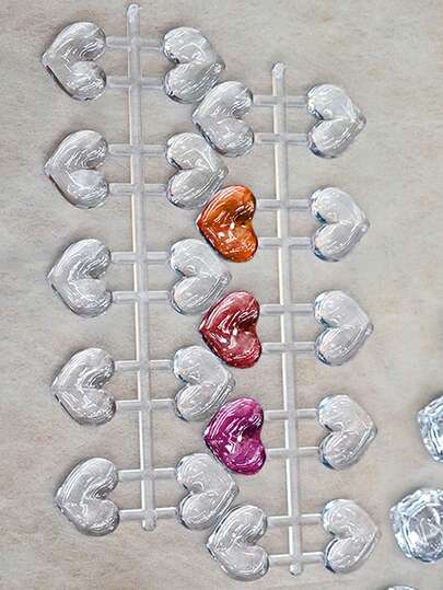 50Tips Solid Heart Shape Nail Polish Swatches Mini Display Cards, Crystal Clear Glass Nail Color Swatch Dots Chart Tips For Nail Salon Training Practicing Beginners Professionals