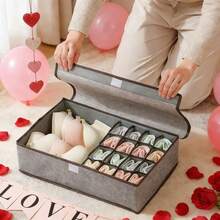 1 pieza Caja de almacenamiento de ropa plegable con tapa, Caja de almacenamiento de ropa interior multifuncional, Caja de almacenamiento con tapa para armario, Caja de almacenamiento de ropa interior plegable, Caja de almacenamiento de calcetines con compartimentos, Diseño plegable que ahorra espacio, a prueba de polvo y humedad, Caja de almacenamiento de ropa interior lavable, Adecuada para armario, dormitorio, dormitorio, decoración de la habitación, accesorios de almacenamiento para el hogar, regalo del Día de San Valentín, decoración de Pascua - Multicolor - Ver 3