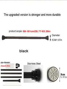 不锈钢拼接式浴帘杆，弹簧式免钻孔伸缩杆，窗帘挂钩，晾衣架，衣柜杆 - 彩色 - 查看 17