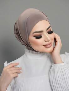 1顶时尚休闲优雅速戴头巾帽，经典简约风格，柔软透气的莫代尔面料，适合日常生活、节日、祈祷等场合。 - 多色 - 查看 10