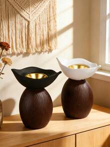 1个双色树脂香炉（木纹底座和黑色边缘） - 现代简约设计，非常适合客厅、家庭办公室，为现代家居装饰和香薰角落增添时尚、宁静的氛围。可用于家居装饰、办公室、节日和瑜伽场所的装饰和香薰。 - 多色 - 查看 8