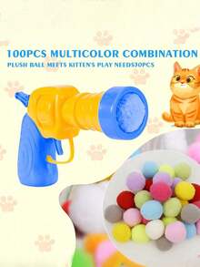 1pc Cat Toy Set (1 Launcher Gun And 20 Fur Balls), Cat Toy Interactive High Fun Toy Gun Plush Ball Launches Quiet High Bounce Ball To Tease The Cat - Nhiều màu - Xem 6