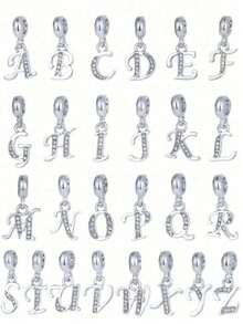 1pc Fashionable Zinc Alloy Rhinestone Letter Pendant, Suitable For DIY Jewelry Making - Silver - View 14
