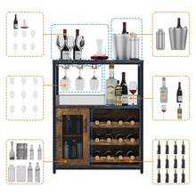 Huisuilinss Coffee Bar Cabinet,Modern Wine Bar Cabinet With Mesh Door,Freestanding Liquor Cabinet,Sideboard Buffet With Adjustable Glass Rack,Removable Shelves For Home Kitchen Dining Room - Retro color - View 5