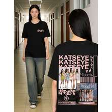 KATSEYE Double-Sided Graphic T-Shirt - "You Could Have Had My Love" Lyric Merch, Premium Cotton Oversized Fan Apparel, KATSEYE Tour & Concert Tee, Gift For KATSEYE Fans & Pop Music Enthusiasts - 黑色 2 - 查看 5