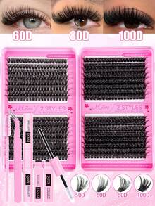 640片装睫毛嫁接套装,DIY睫毛嫁接套装,单根睫毛簇,D型卷翘睫毛嫁接套装,包含胶水、封层剂和睫毛嫁接工具,适合日常使用、旅行、新手入门、婚礼、约会、派对、节日等场合,也是圣诞节/万圣节/送礼佳品。 - 黑色 - 查看 15