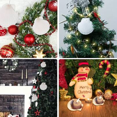 10pcs Natural Scallop Shells - White Sea Shells From The Beach - For DIY Crafts, Home Decor, Vase Filler - Perfect For Coastal Theme - Gift For Crafters & Beach Lovers Home Decoration Accessorie Home Decoration Ornaments, Living Room Decoration Ornaments, Holiday Decorations, Wall Stickers Decorations