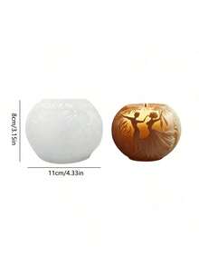 Romantic Couple Kissing Silicone Mold, Spherical Candle With Floral Relief Design - White - View 2