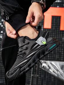 Zapatos deportivos para hombres,Zapatos cómodos para caminar,Tenis Cómodos Antideslizantes Transpirables Zapatillas, zapatos negros de punto, malla transpirable, suela suave, livianos, adecuados Para Ejercicio Al Aire Exterior y Sesiones de Correr Casual - Negro - Ver 4