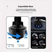 Soporte para taza de coche ajustable de 5 en 1 con rotación de 360°, con soporte para teléfono, bandeja para aperitivos y soporte para bebidas, extensor multifuncional para portavasos de asiento de coche - Bandeja de almacenamiento - Ver 5