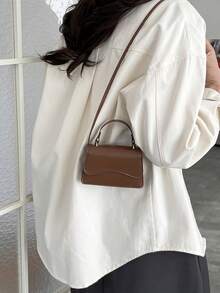 Bolso de mano minimalista de unicolor estilo coreano, nueva bolsa de hombro de moda, elegante bolso cruzado cuadrado personalizado para mujeres - Multicolor - Ver 5