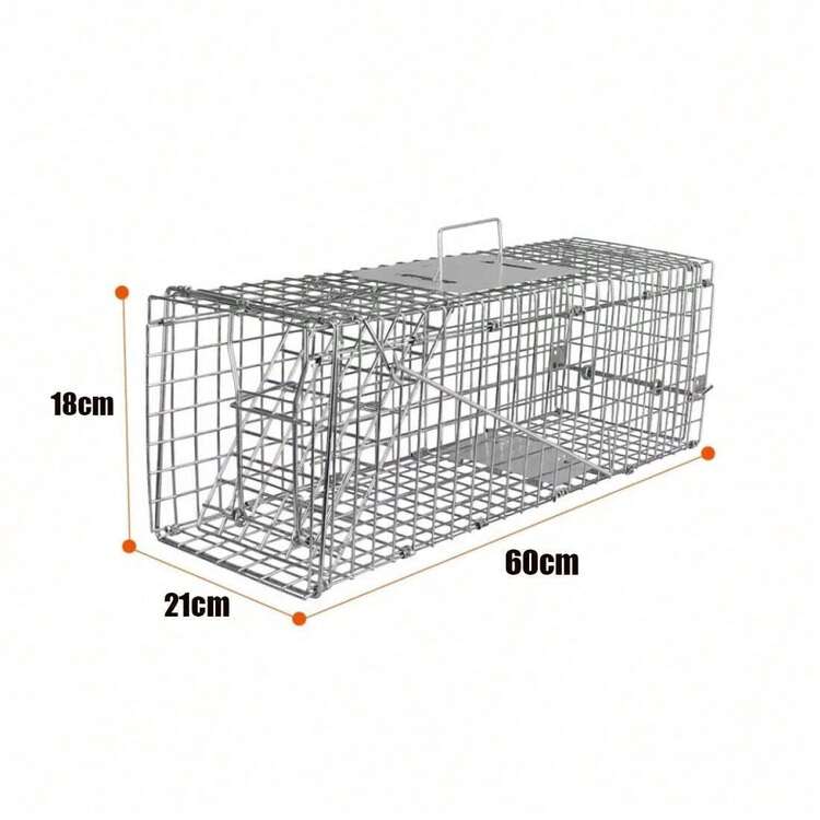 Live Animal Cage Trap Heavy Duty Folding Raccoon Traps Cat Trap Catch Release UK - Silver - View 2