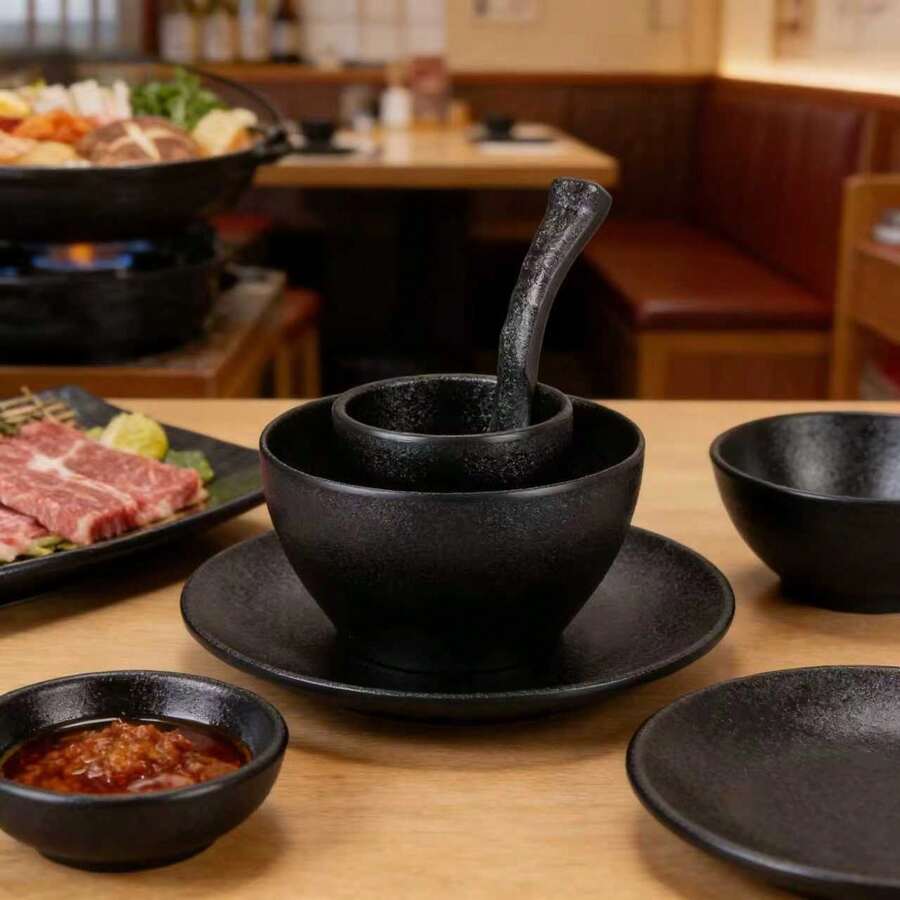 Premium Matte Black Carbon Fiber Bowl/Spoon/Tea Cup/Bone Dish, Suitable For Restaurant And Home, Clear Carbon Fiber Texture, Wear-Resistant, Anti-Scratch, Anti-Drop, Easy To Clean, Dishwasher - Black - View 1