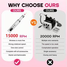 升级版无线电动美甲钻，配备12个钻头，便携式电动修甲美足工具，电动指甲抛光器，500mAh - 彩色 - 查看 10