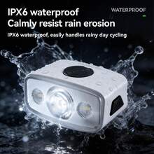 ROCKBROS 1个广角自行车前灯，高亮度1200流明，可正反安装，三档亮度调节，适用于各种夜间骑行场景，清晰柔和的照明，助力平稳骑行。 - 彩色 - 查看 5