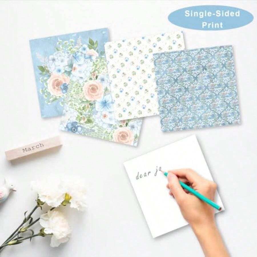Craft Paper - Powder Blue Flowers - View 1