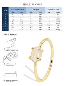 Charm-In Luxury Plated Gold Faux Opal Delicate Ring, Oval Iridescent Gemstone Design, Romantic Jewelry For Dates, Ideal Valentine's Day Gift For Girlfriend - Gold - View 6