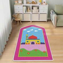 1 pieza Alfombra linda, Alfombra antideslizante, Alfombra de terciopelo de cristal asimétrica, Alfombra lavable, Adecuada para lugares religiosos y oración en el hogar - Dibujos animados - Ver 6