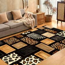 Retro Leopard Print Flannel Carpet, 2D Digital Printing, Non-Slip Rubber Bottom, Multiple Sizes Available. Suitable For All Seasons, Washable, Machine Washable, Comfortable, Unique, Suitable For Him, Her, Family Members, Boyfriend, Girlfriend, Father, Family Members, Mother, Lover, Daughter, Son, Grandfather, Grandmother, Teacher, Doctor, Nurse, Friend, Classmate, Pet. As Birthday Gifts, Household Items, Wedding Items, Souvenirs, Home Decoration, Daily Life, Office Decoration, Birthday, Anniversary, Valentine's Day, Thanksgiving, Graduation Season, Christmas, Halloween, Mother's Day, Father's Day, Wedding, New Year Gift Decoration. Suitable For Shopping Centers, Restaurants, Kitchens, Bathrooms, Living Rooms, Bedrooms, Corridors, Balconies, Outdoor Doors, Door Mats, Entrance Mats, Non-Slip Mats, Offices, Cafes, Piano Room Floor Decoration - 多色2 - 查看 3
