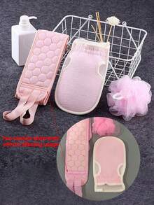 3pcs Exfoliating Bath Towel, Exfoliating Gloves, Bath Flower, Back Brush, Bath Tub/Shower, Bathroom Sponge, Foot File, Bathroom Accessories, Home Bathroom Decor, Back To School Essentials - Upgraded Version - View 9