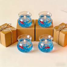 1个玻璃鱼缸造型蜡烛，创意家居装饰，香薰蜡烛，送给闺蜜、女性的礼物，冬季适用，适用于客厅、浴室、餐厅，大豆蜡烛，香薰蜡烛，蜡烛套装 - 彩色 - 查看 15