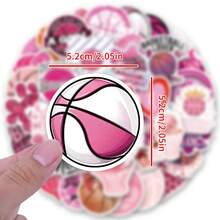 61pcs Pink Basketball Vinyl Stickers, Beautiful And Practical, Suitable For Scrapbooks, Diaries, Bumpers, Skateboards, Water Bottles, Helmets, Water Cups, Car Stickers, Etc. - Multicolor - View 2