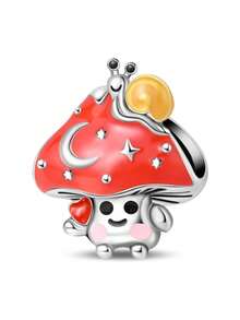 1件925纯银DIY吊坠：银杏叶柿子、松鼠抱着坚果、刺猬采蘑菇、猫咪捧着玫瑰、猫咪送礼物、树懒、可爱刺猬、奇幻蜗牛蘑菇、猫头鹰母子吊坠，适合DIY创意手链，送给爱人、朋友和闺蜜的礼物 - 彩色 - 查看 13