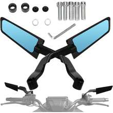Espejos Retrovisores de Ala Fija para Motocicleta, Aleación de Aluminio CNC, Espejo Azul Antideslumbrante - Nergo - Ver 1