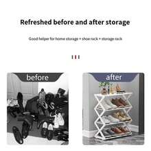 1个四层塑料鞋架 - 易于组装的鞋子收纳架，适用于玄关、卧室、客厅 - 家用及宿舍使用，斋月开斋节礼物 - 彩色 - 查看 7