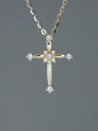 GAGAFEEL 1 S925 Sterling Silver Fashionable Personalized Zirconia Cross Necklaces For Women Birthday Wedding Eternal Cross Pendant Charm Necklace Jewelry Gifts