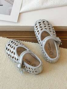 Giày khiêu vũ cổ thấp cho bé gái mùa xuân/hè 2026, quai ngang, mũi tròn rỗng, kiểu giày ballet. - Bạc - Xem 6