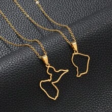 1Piece French Guiana Guyane 973 Guadeloupe Mayotte Map Pendant Necklaces For Woman Girls Stainless Steel Base Jewelry - Multicolor - View 6