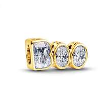 时尚欧美金色青铜色玻璃蝴蝶吊坠珠，蓝色花朵珠，适配925镀银原创DIY手镯，女士珠宝礼品 - 彩色 - 查看 24