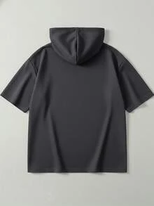 Krometka Áo Hoodie/T-shirt nam ONE WAVE kiểu dáng thường ngày, đa năng, đơn giản, in khẩu hiệu tiếng Anh. - Màu xám đen - Xem 4