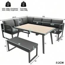 Garden Furniture Set With High-Quality Seat And Back Cushions, Garden Lounge Chairs For 6 To 8 People, Hand-Woven PE Rattan Sofa Set, Weather-Resistant, Grey - Grey - View 8