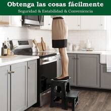 Taburete Plegable de 2 Pasos,Antideslizantes Banco Plegable Portatil para Adultos y niños, soporta 250 lbs,Banquitos Multifuncional para la Cocina,el baño,el Lavabo,la Autocaravana - Negro - Ver 5