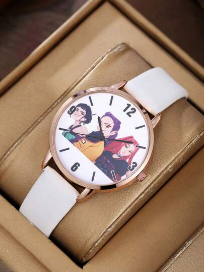 Women's Idol Portrait Wrist Watch, PU Strap Energetic Design, Sweet & Cool Daily Matching, Ideal Gift For Girlfriend, Valentine's Day, New Year