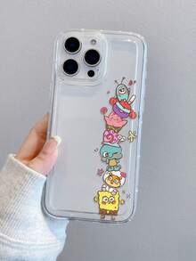 SPONGEBOB 1个时尚卡通可爱海绵宝宝、海星、松鼠、蜗牛图案透气防震手机壳，兼容三星/ 17/16/15/14/13/12/11 Pro Max/12 Pro/14 Plus 及其他型号 - 彩色 - 查看 3