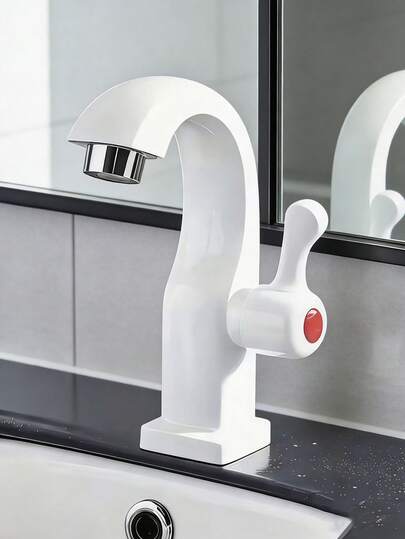 Kunststoff Halbmond Becken Armatur, Einzelloch gebogene Kunststoff Armatur, hochwertig und langanhaltend, einfach & elegant, Einzelloch Installation, glatte Oberfläche, moderner bohemien Stil, geeignet für Küchenspüle und Badezimmerwaschbecken, Zuhause Badezimmer, Wohnmobil Spüle und Badezimmer Armatur, Küchen Spüle Armatur Zuhause, Wohnaccessoires, ideale Geschenkwahl