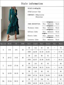 Elegante vestido de noche formal de unicolor con volantes asimétricos/asimétricos de varios niveles - Verde Oscuro - Ver 2