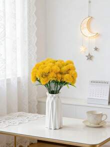 5/200 szt. Sztuczny plastikowy kwiat mniszka lekarskiego, odpowiedni do dekoracji jesiennych, wazonów ślubnych, domu, restauracji, sypialni, świąt i przyjęć urodzinowych, dekoracji ogrodowych, walentynek, prezentów na ukończenie szkoły - Żółty - Zobacz 8