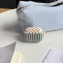 Simple Retro Brown Polka Dot Striped Mix And Match Pattern Blue Glossy Surface Earphones Protective Cover Case For AirPods 1 2 3 4 Pro Pro2 Pro3 - Multicolor - View 5