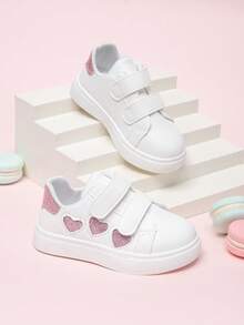 2026 New Kids Canvas Sneakers, Girls Casual Sports Shoes, Heart Design White Shoes - Beige - View 5