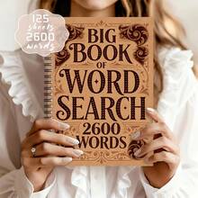 1pc Large Print Word Search Notebook, Containing 2600 Vocabulary And Latest Word Bank, Ideal Educational Game For Adults And Seniors, Perfect Gift For Christmas, Halloween, Thanksgiving School Supplies - A - View 5