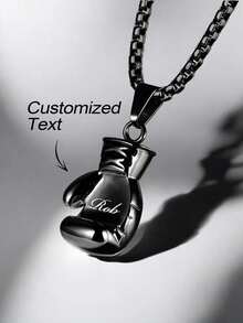 1pc Personalized Boxing Glove Necklace, Customizable Pendant, Father's Day Gift, Birthday Gift For Dad, Boyfriend, Husband - Multicolor - View 14