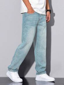 Shendy Vendy Men's Slim Pants, Fashion Stretch Skinny Denim Pants, Classic Men's Jeans With Pocket - 薄荷藍 - 查看 3